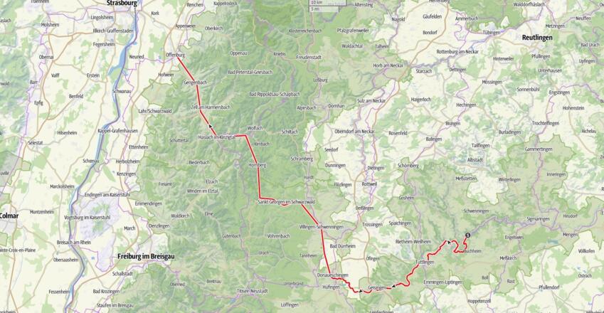 Tag 7, Beuron - Offenburg, 63 km Rad