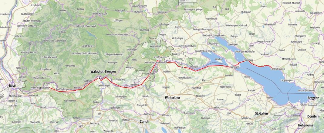 Tag 12, Rheinfelden - Friedrichshafen, 28 km, 130 km Bahn