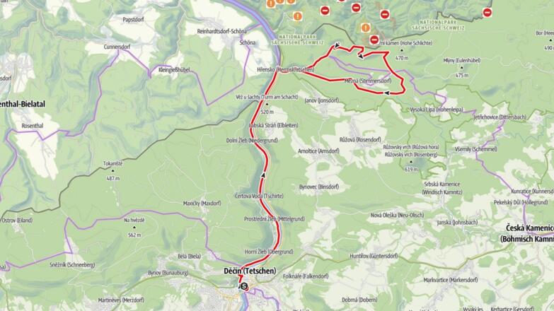 Tag 7, Decin - Hrensko, 20 km, und Wanderung