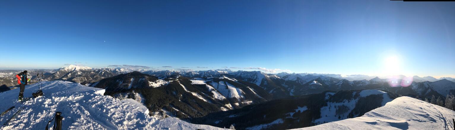 Panorama-Blick vom Faistenauer Schafberg Gipfelkreuz