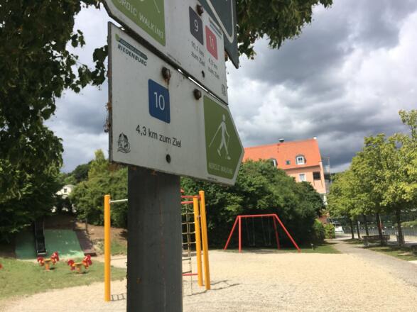 Wegweiser zu den Nordic Walking-Runden in Riedenburg