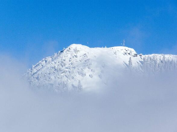 Über den Wolken - der Gipfel des Wallbergs vom Setzberg gesehen