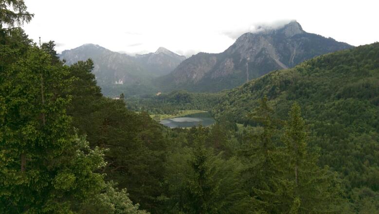 Ausblick Kalvarienberg: Königsschlösser, Schwansee