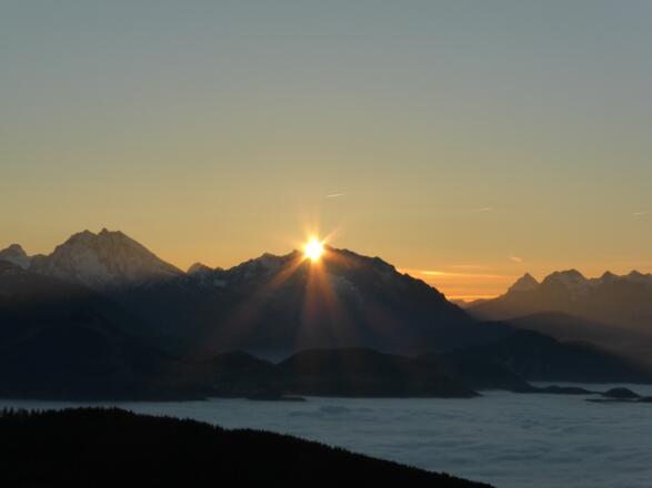 Sonnenunterganb beim Abstieg vom Spielberg
