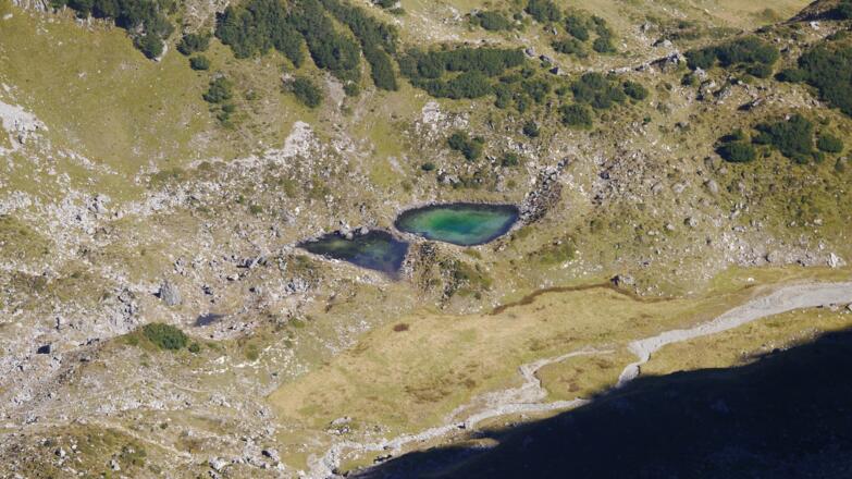 Blick vom Gipfel des Wilden Kasten nach Norden zum Schochenalpsee