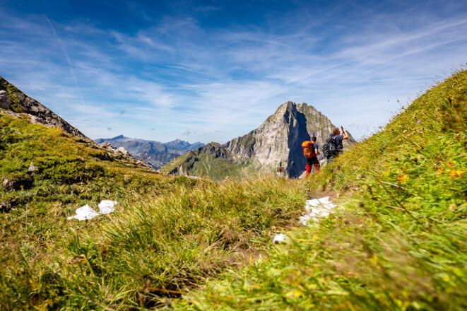 Blick vom Hornbachjoch nach Westen - die Höfats voll im Blick.