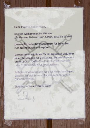Donauwörth - Stadtpfarrkirche Zu Unserer Lieben Frau Pilger´s Welcome