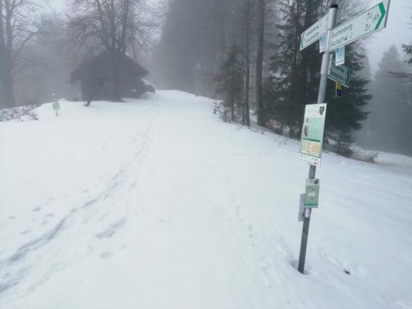 Radwegschilder Jägerhütte zwischen Hauptmannsberg und Änger