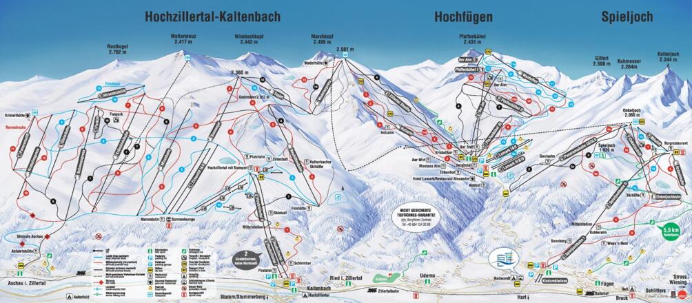 Pistenplan Hochzillertal-Hochfügen