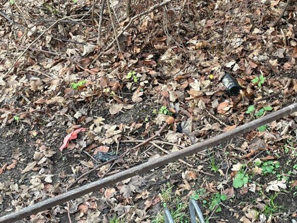 Bierflasche und Plastikmüll