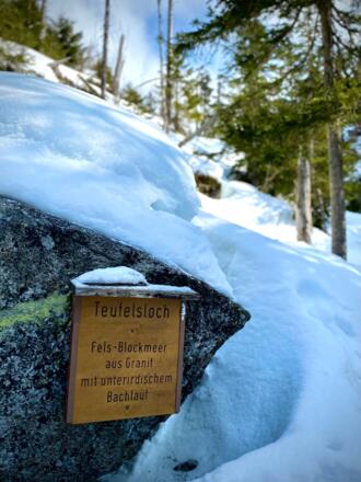 The "Teufelsloch" (Devil's Hole), a mystical place with an underground creek where you can hear the water flowing.