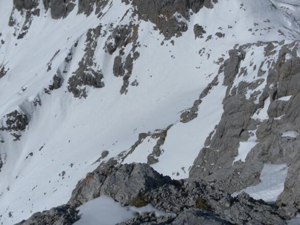 Gipfeltiefblick in die Buchauerscharte