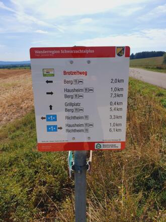 Wegweiser entlang des Brotzeitwegs