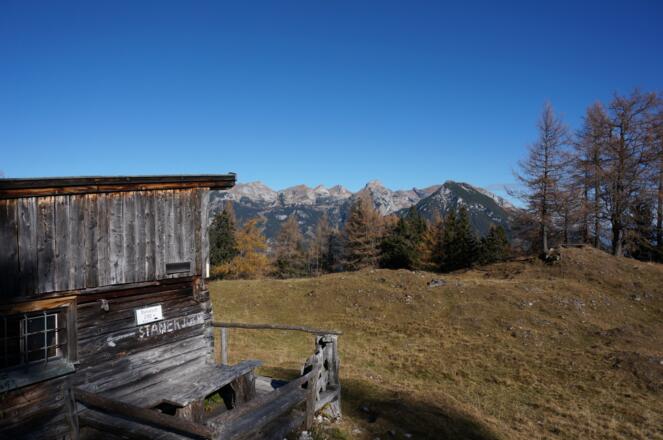 Rückblick von der Jöchlalm zum Rofan