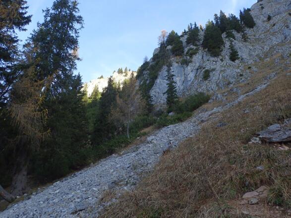 Schutthaltiger Anstieg