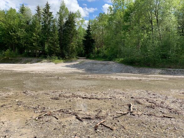 Ein niedriges Flussbett muss überquert werden.