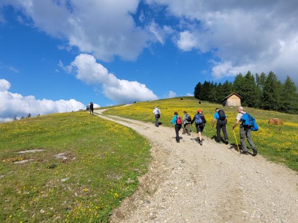 Nach der Bergstation den Wiesenhang hoch