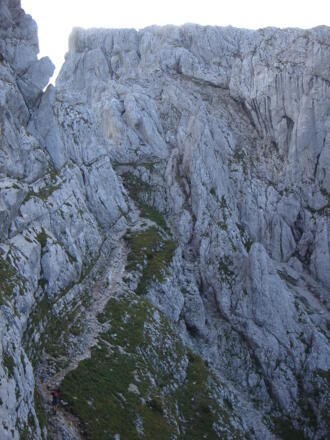 Wegstück vor der abschließenden Steilstufe