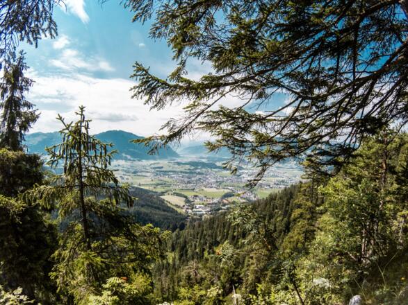 Ausblick auf Saalfeldener Becken auf den Weg zur Steinalm