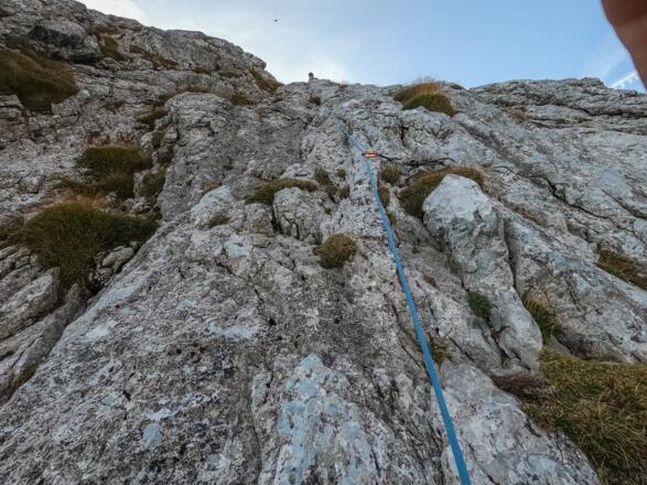 Kurz vor dem Stand am Ende der 3. Seillänge.
