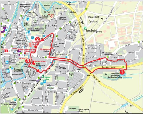 Wegverlauf der Erdinger Museumsrunde