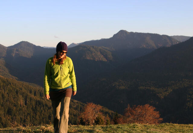 Aussichtsreiche Wiese kurz vor dem Waldrand.