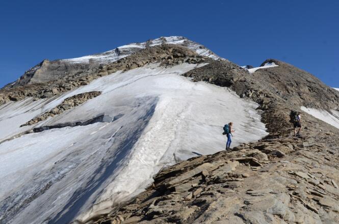 Von der Sonne verhöhnt: Vom berühmten Kaindlgrat sind nur noch Reste übrig.