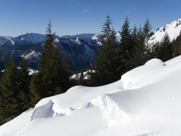 Riskante Schneedecke auf grasigem Untergrund