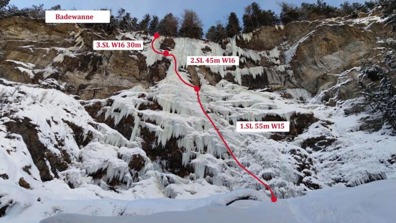 Topo Badewanne bei sehr gutem Eisaufbau