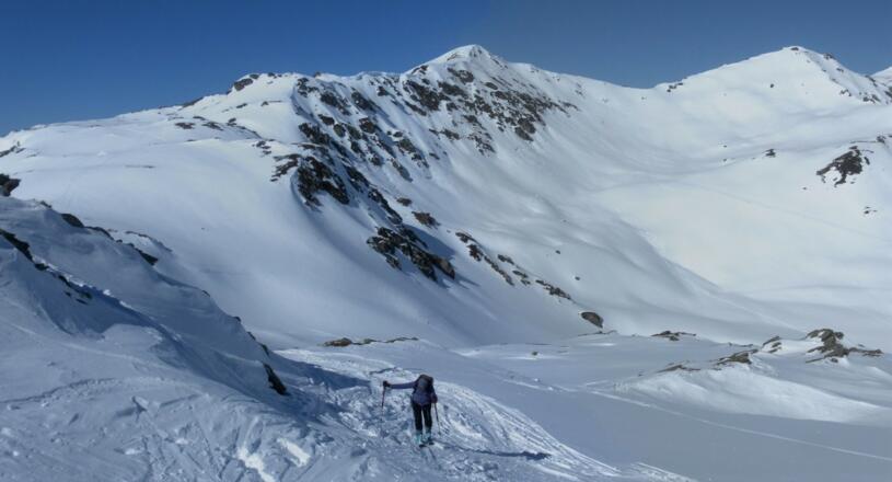 Kraxentrager und Gipfel vom Kreuzjoch