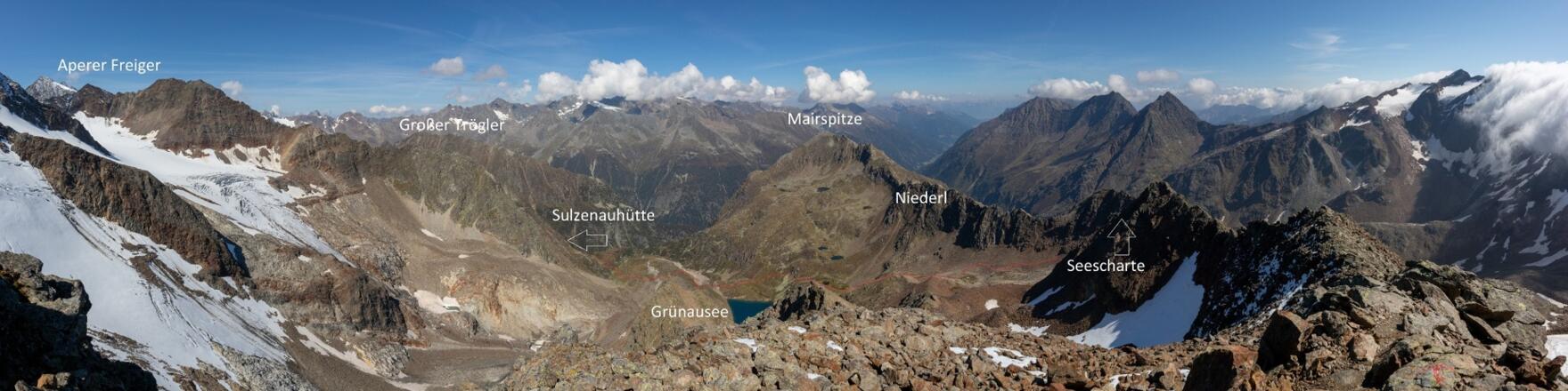 Aussicht vom Gamsspitzl mit Rückblick auf den Weg