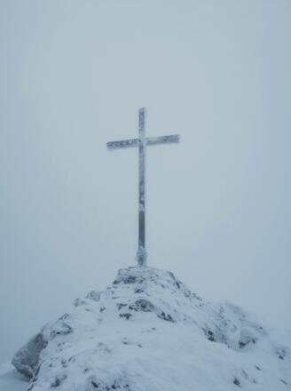 Großer Arber bei Sturm und Eisregen