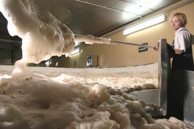 Beim Brauen muss auch die Hefe abgeschöpft werden.