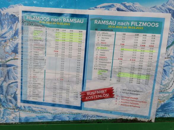 Mit dem Skibus zur Bushaltestelle "Dachsteinruhe" - Fahrplan