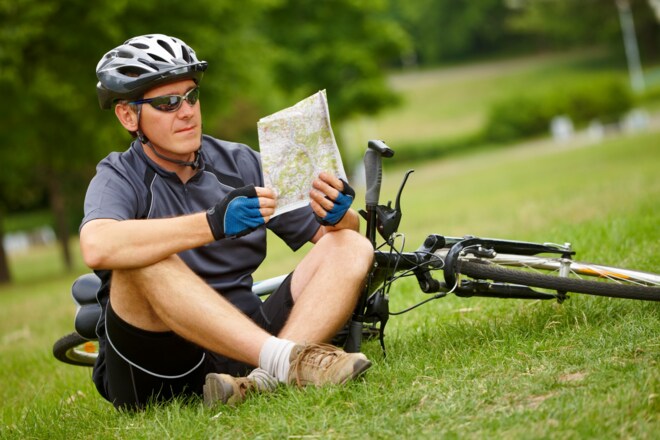 Radfahrer bei einer Rast