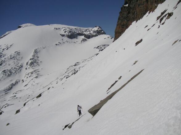 Anstieg zum Kamm der Napfspitze - Federbettkees und Hoher Riffler