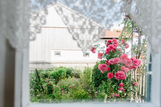 Stube - Blick zum Bauerngarten