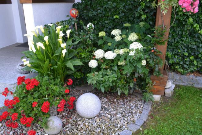 Blumen verschönern den Eingang