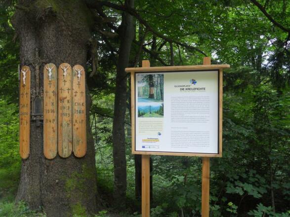 Schautafel beim Glücksplatz Kreuzfichte