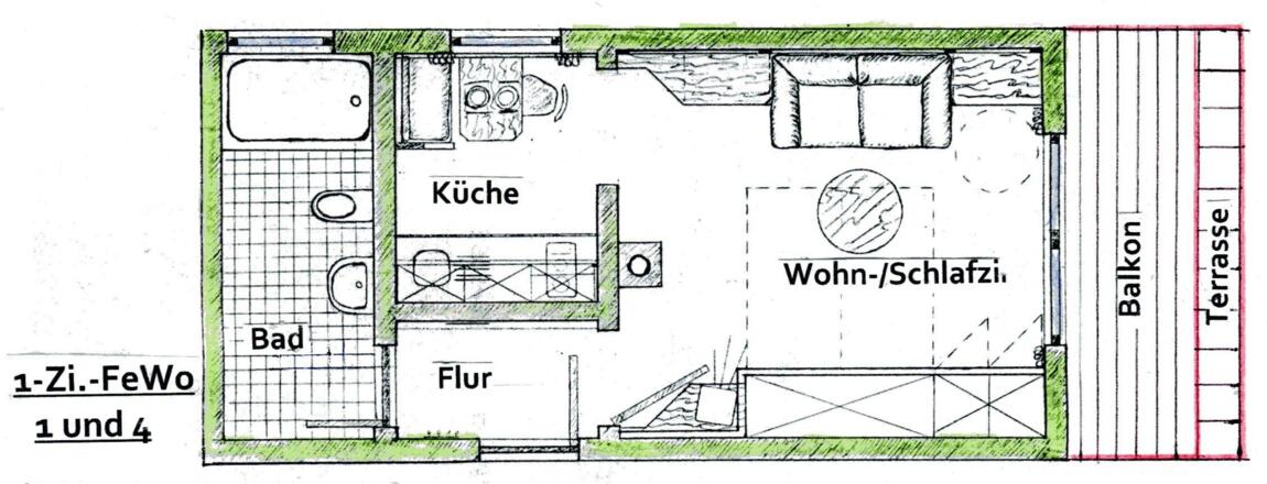 Grundriss Apartement FeWo 1 + 4