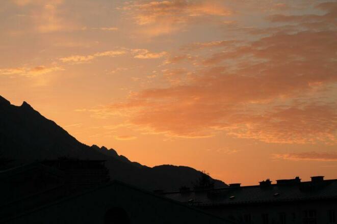 Sonnenuntergang auf der Hütte
