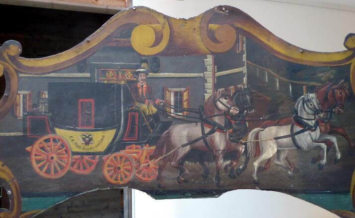 Die Stammtischtafel der Postkutscher vom Gasthof Post in Lend ist im Eisenbahnmuseum zu bewundern.