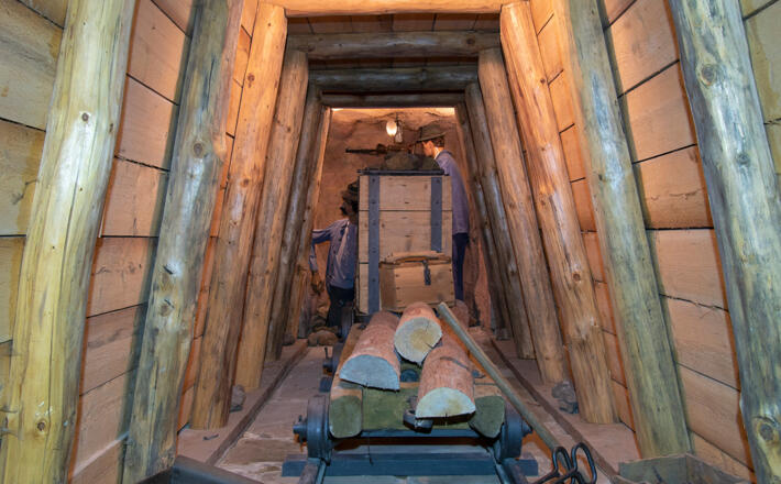 Blick in den Stollen im Bergbaumuseum