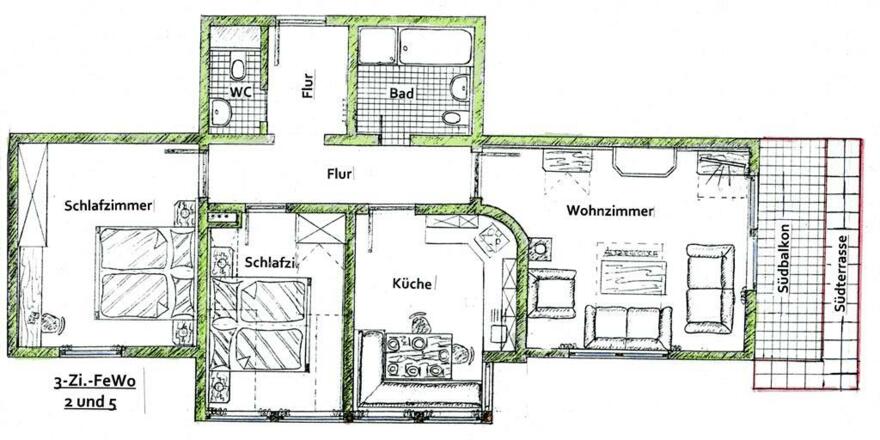 Grundriss 3-Zi.-FeWo 2 + 5