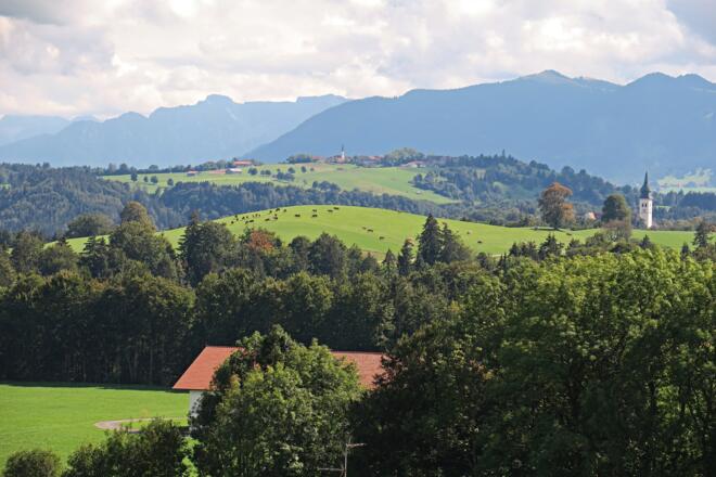 Blick Richtung Alpen, bei Rottenbuch