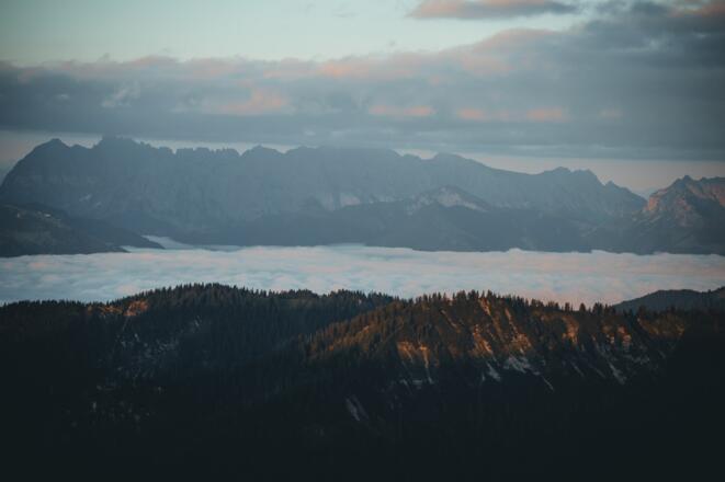Panoramablick vom Hochfelln am Morgen