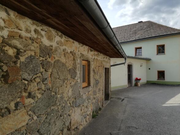 Blick in den Garten mit Pool