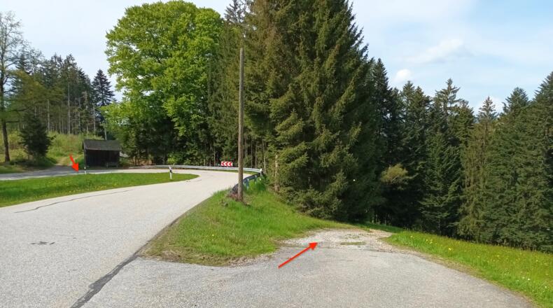 Wegverlauf nach Haigrub an der Straßen-Serpentine