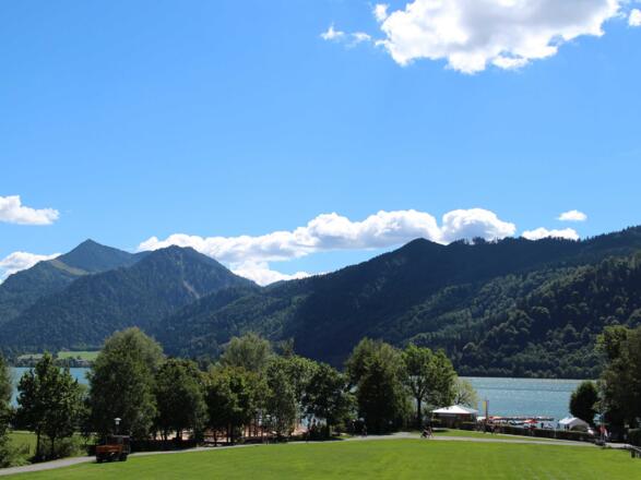 Der Schliersee, Seewiese mit Blick auf die Brecherspitze und den Westernberg