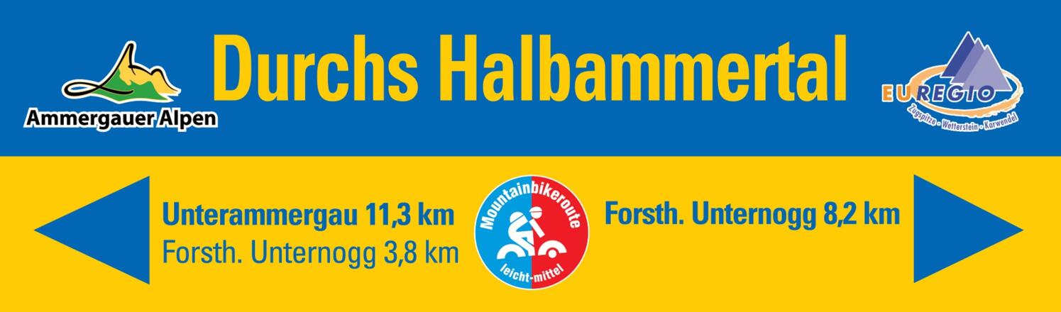 Beschilderung Mountainbiketour Durchs Halbammertal